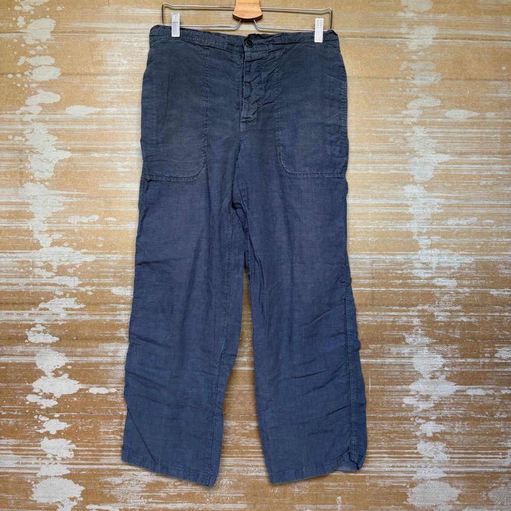 Aspesi 100% Linen Pants Relaxed Fit Minimalist Preppy Navy Boho Womens M
